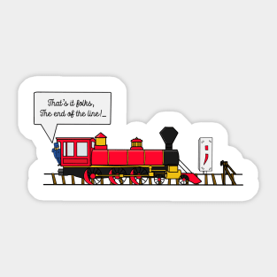 Funny JavaScript Train Joke End Of The Line Semicolon Sticker